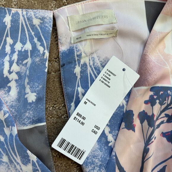 Urban Outfitters Loving You Mini Vestido Women's M Ruched Colorful Nature Floral - Picture 5 of 9